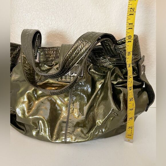 KOOBA Y2K patent leather Natasha Convertible purse army green TOTE BAG - Picture 16 of 16